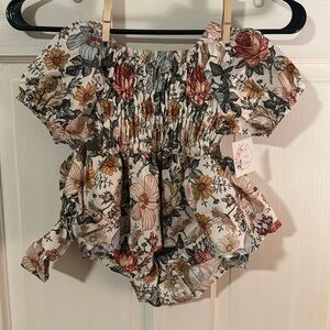 Infant Girl Harper Smocked Romper with matching Headband 12-24 months; floral